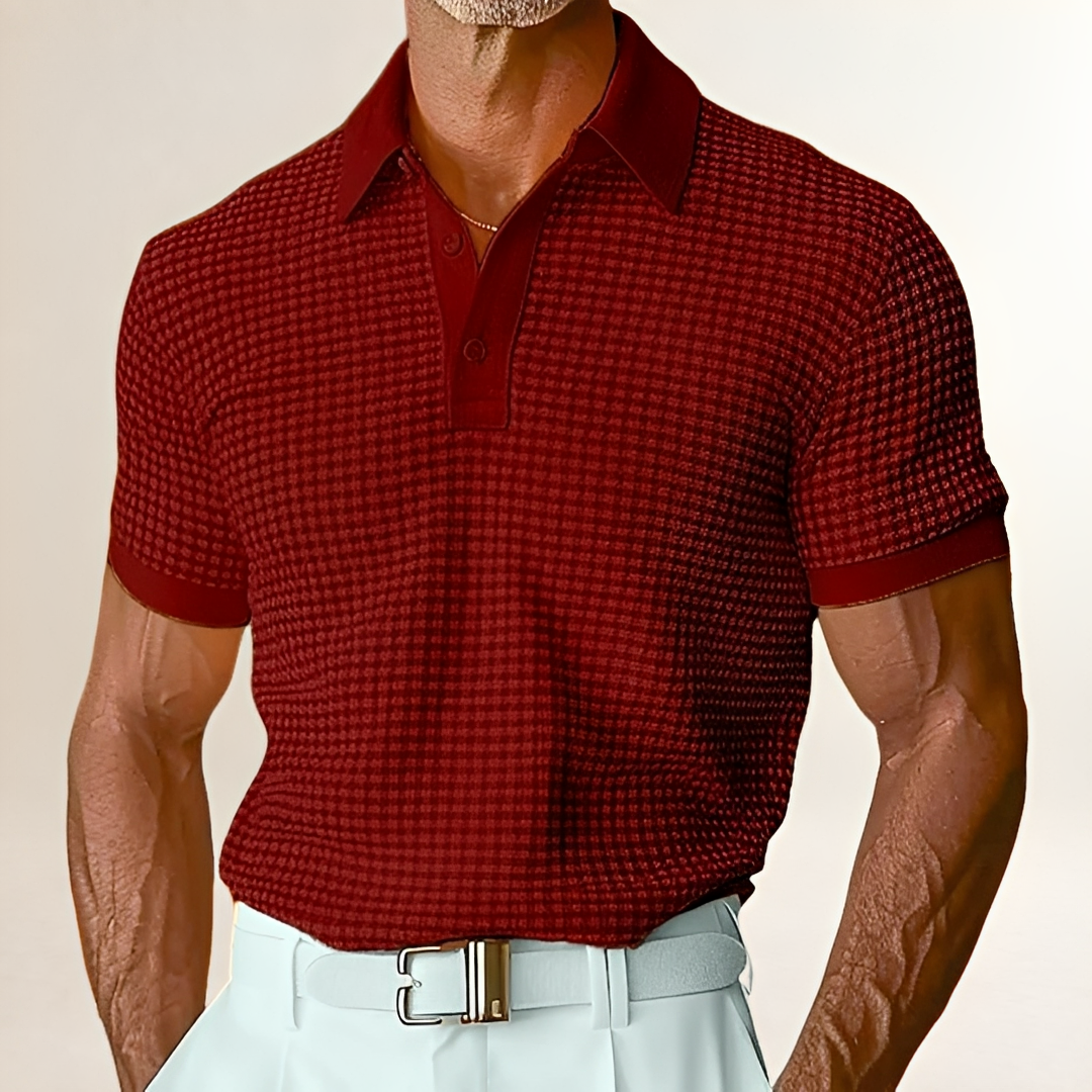 Camisa polo para hombre manga corta con patrón texturizado y ajuste relajado