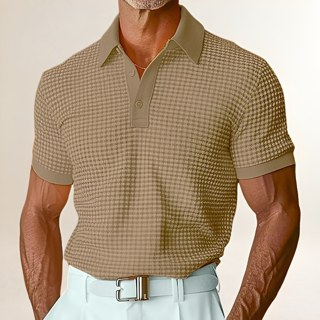 Camisa polo para hombre manga corta con patrón texturizado y ajuste relajado