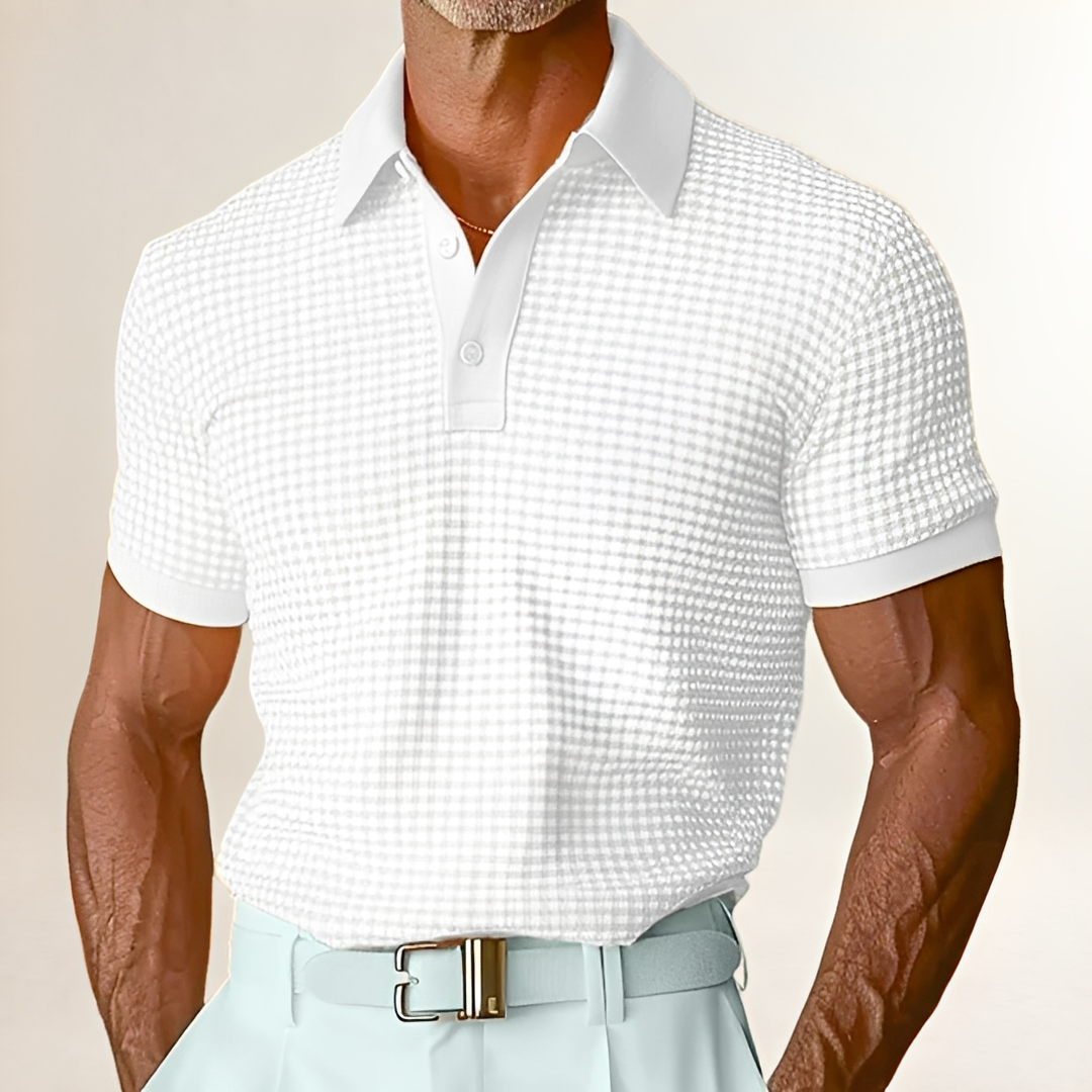 Camisa polo para hombre manga corta con patrón texturizado y ajuste relajado
