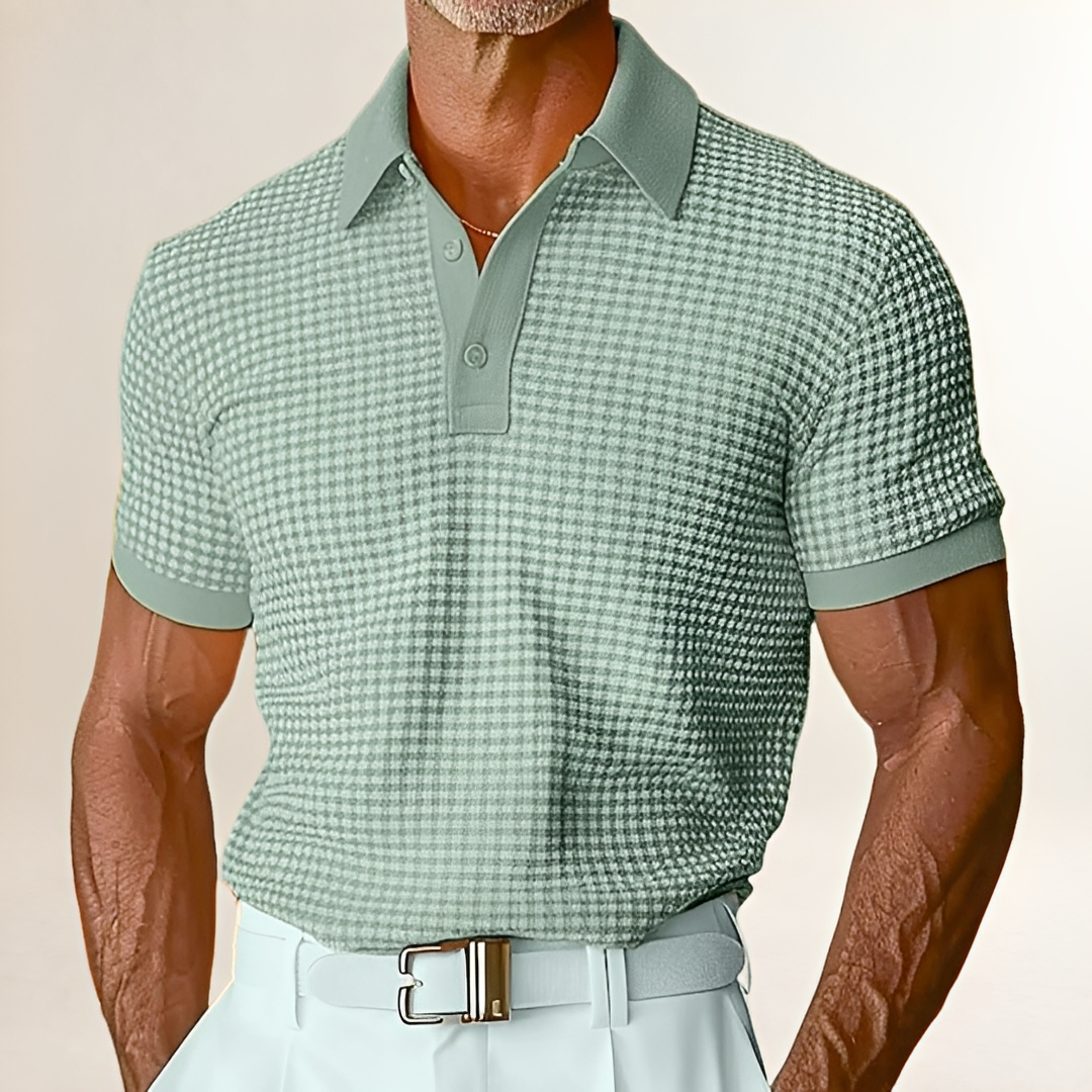 Camisa polo para hombre manga corta con patrón texturizado y ajuste relajado