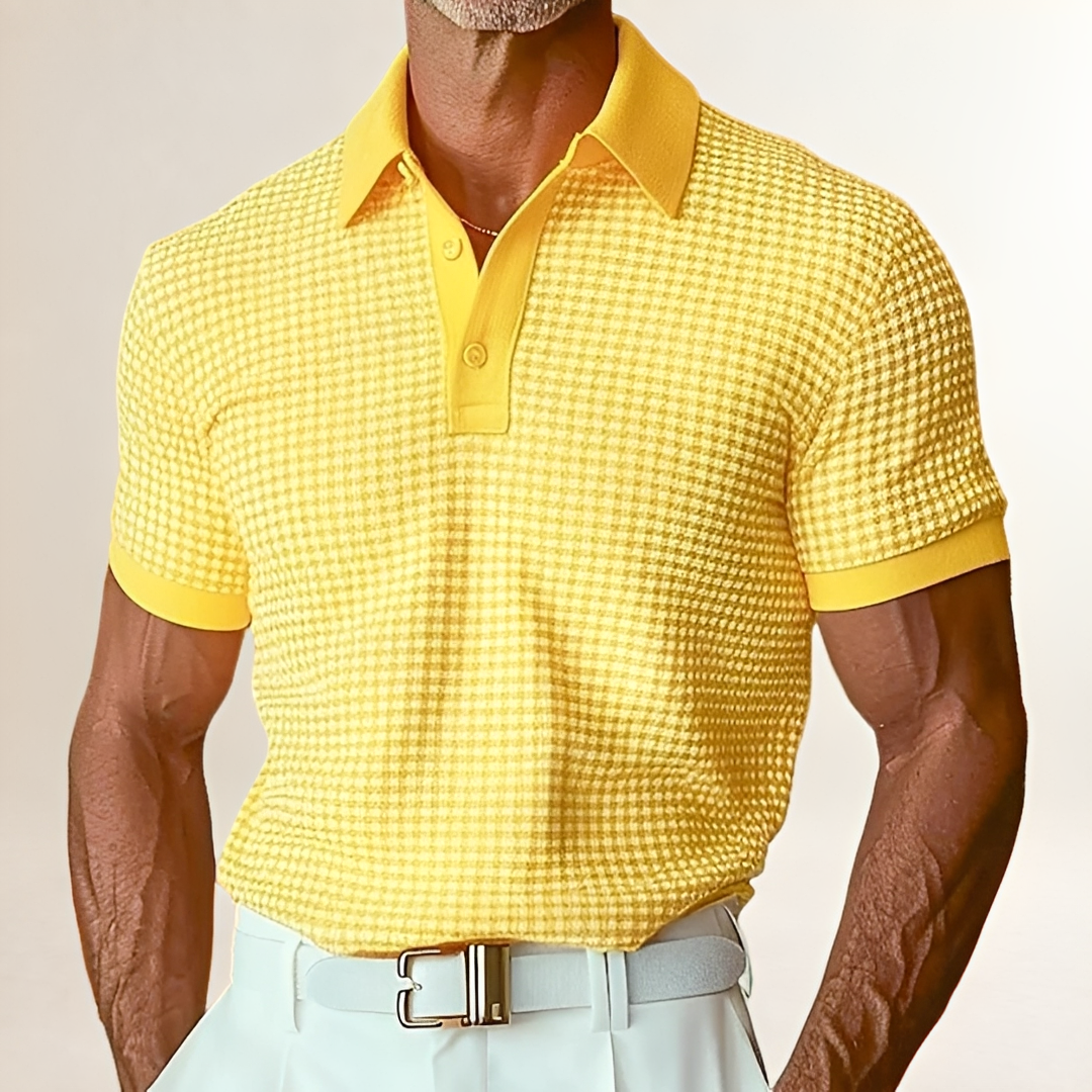 Camisa polo para hombre manga corta con patrón texturizado y ajuste relajado