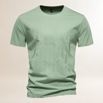 Camiseta de hombre con cuello redondo y panel geométrico bordado tonal