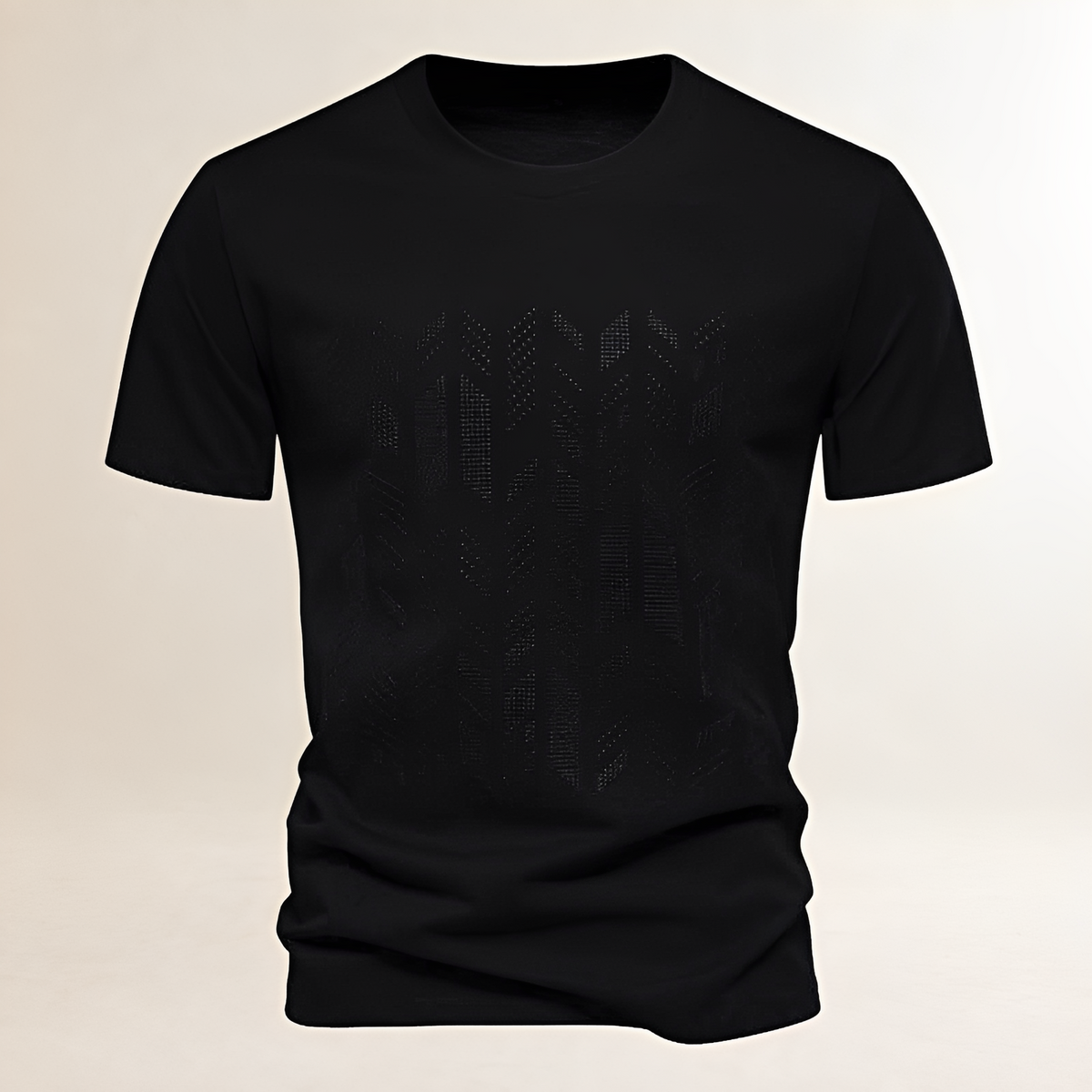 Camiseta de hombre con cuello redondo y panel geométrico bordado tonal