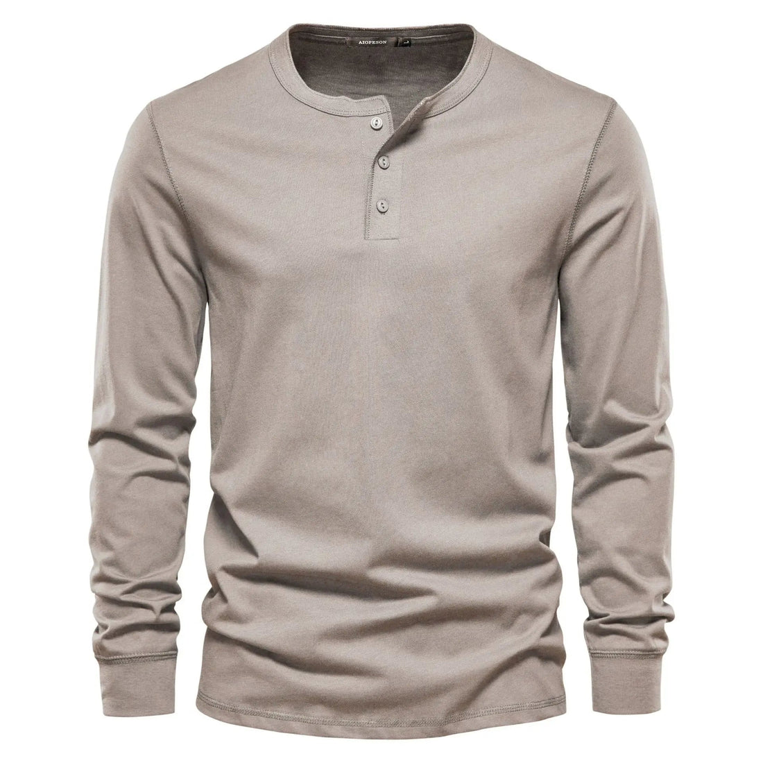 Camiseta de manga larga para hombre con cuello de botones y corte regular