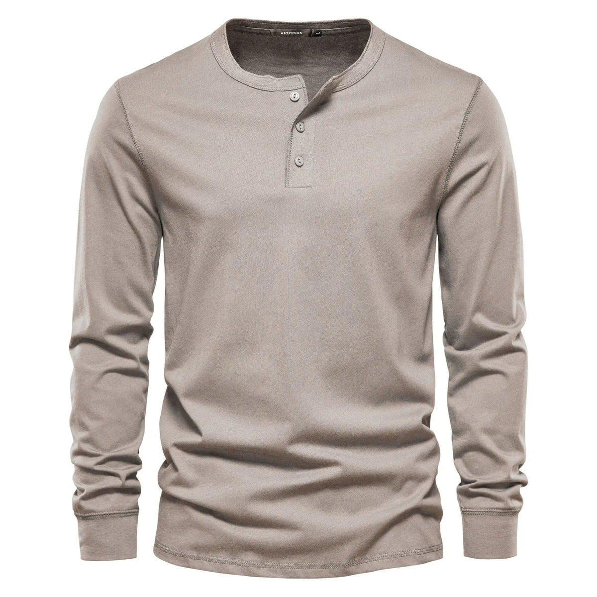 Camiseta de manga larga para hombre con cuello de botones y corte regular