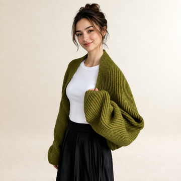 Cardigan abierto para mujer de manga larga con textura acanalada silueta relajada