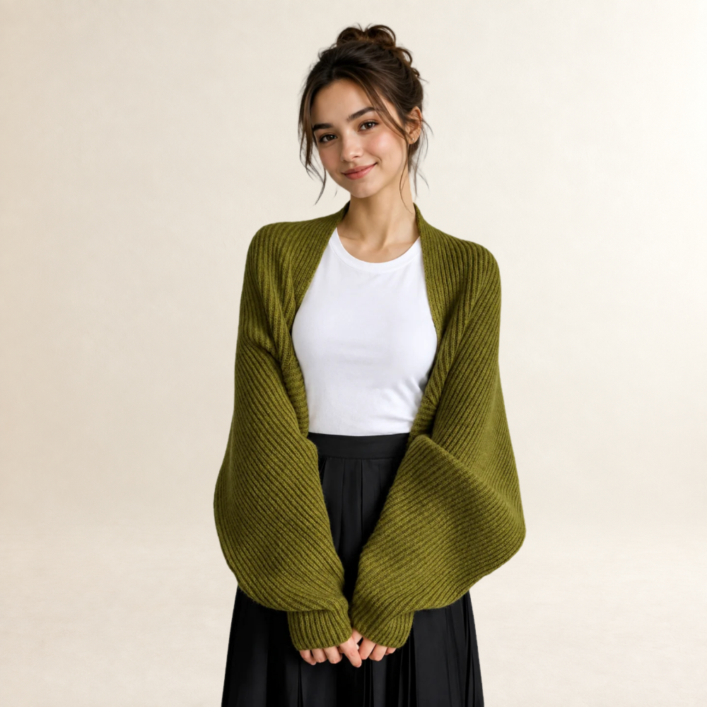 Cardigan abierto para mujer de manga larga con textura acanalada silueta relajada