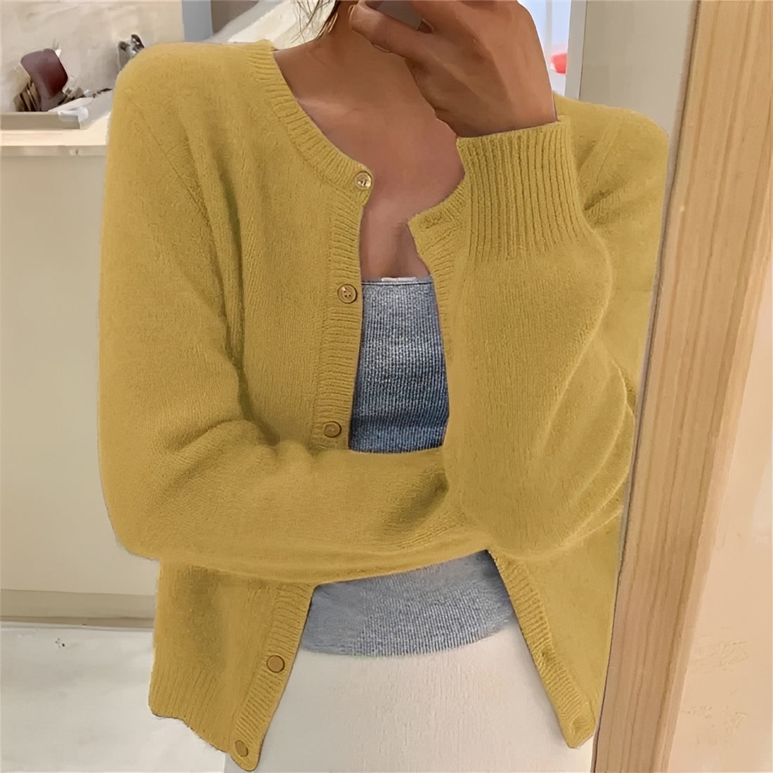 Cardigan mujer con botones, puños acanalados y corte regular