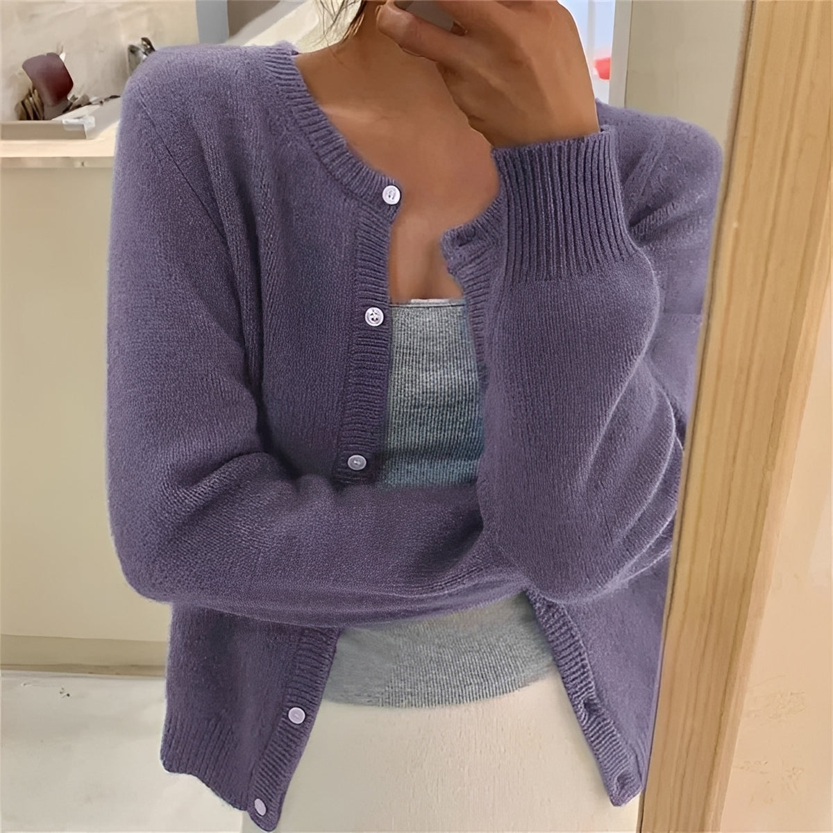 Cardigan mujer con botones, puños acanalados y corte regular