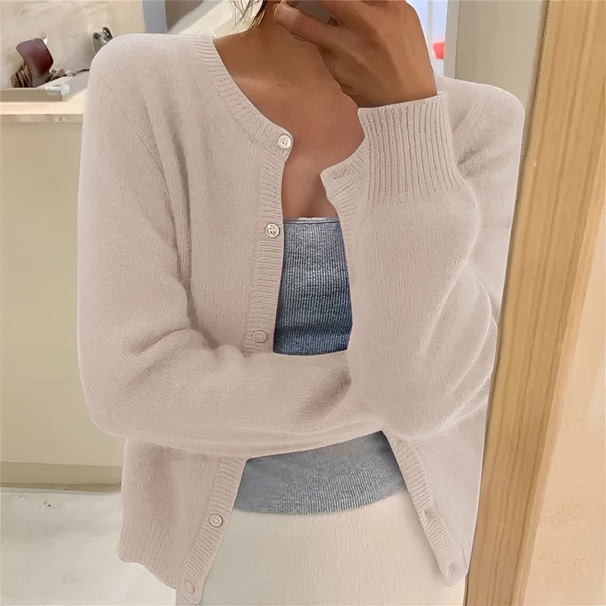 Cardigan mujer con botones, puños acanalados y corte regular