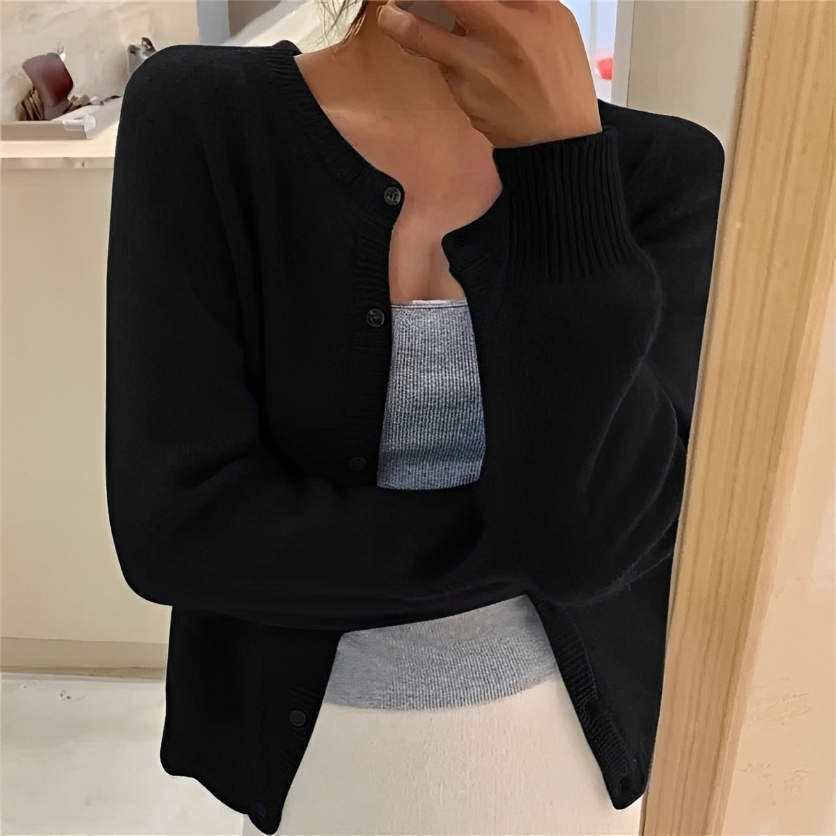 Cardigan mujer con botones, puños acanalados y corte regular