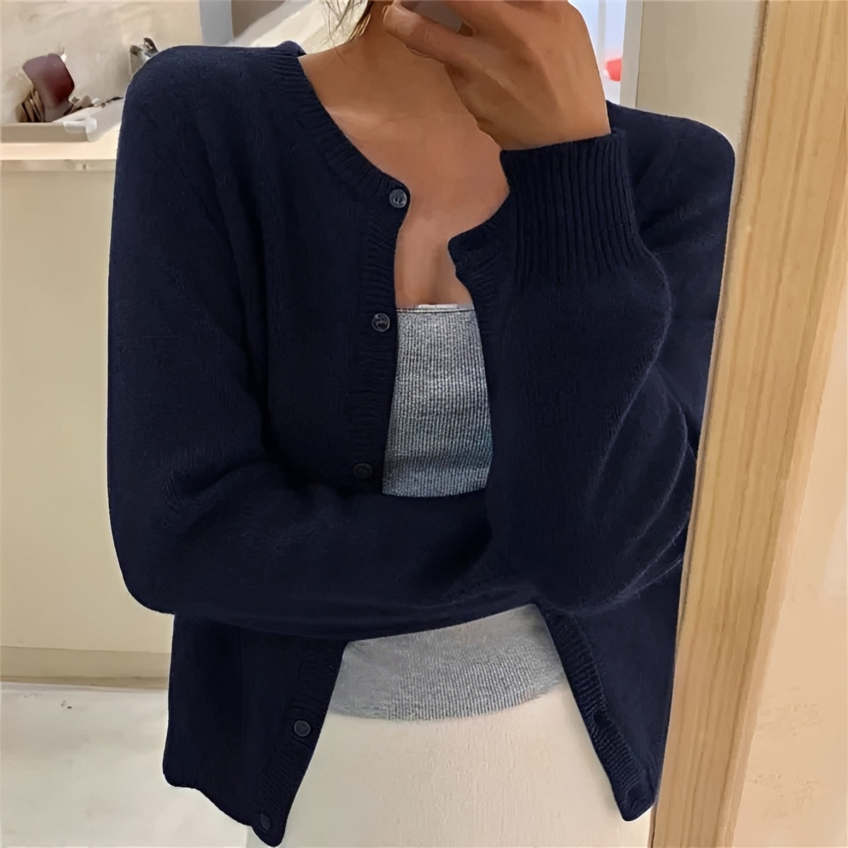Cardigan mujer con botones, puños acanalados y corte regular