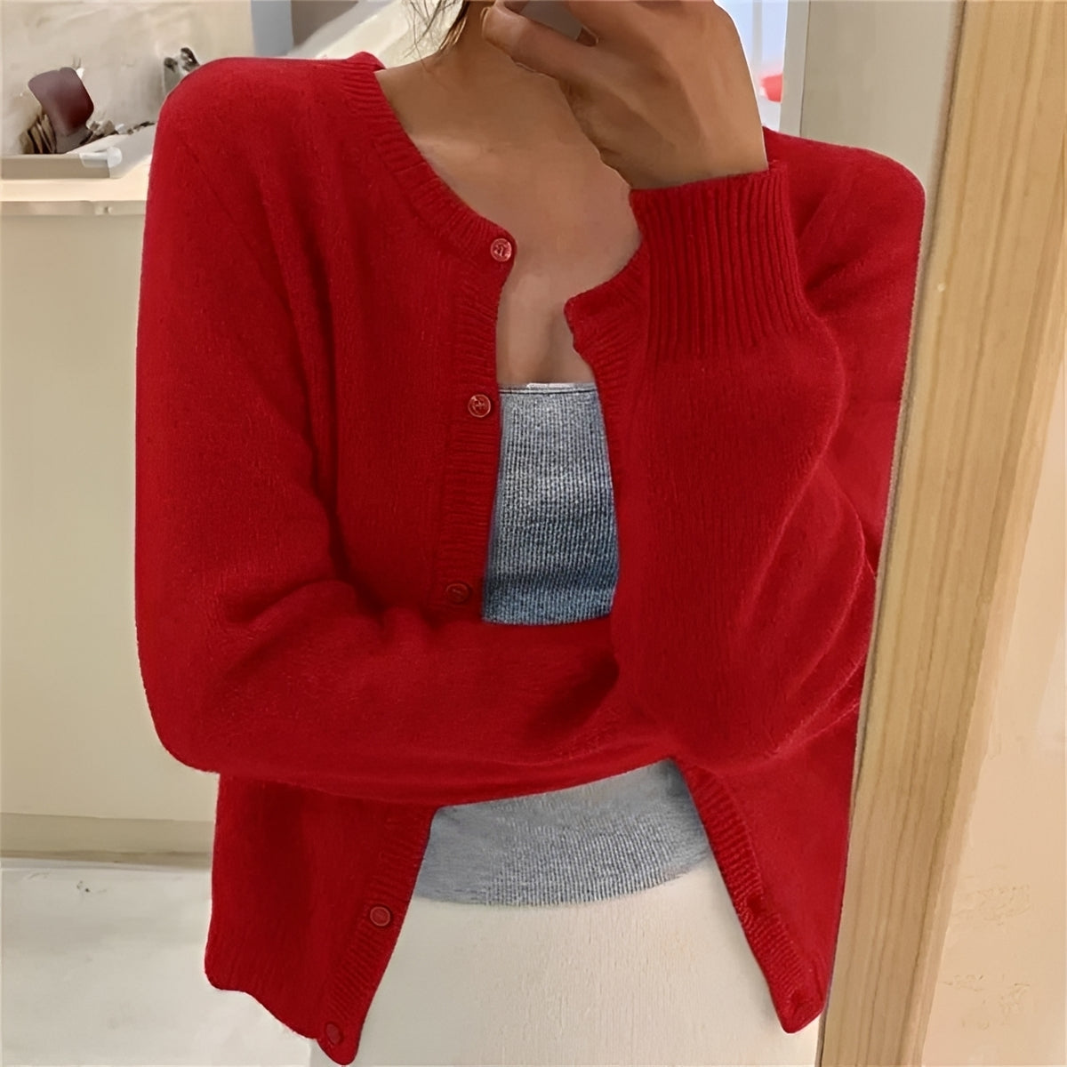 Cardigan mujer con botones, puños acanalados y corte regular