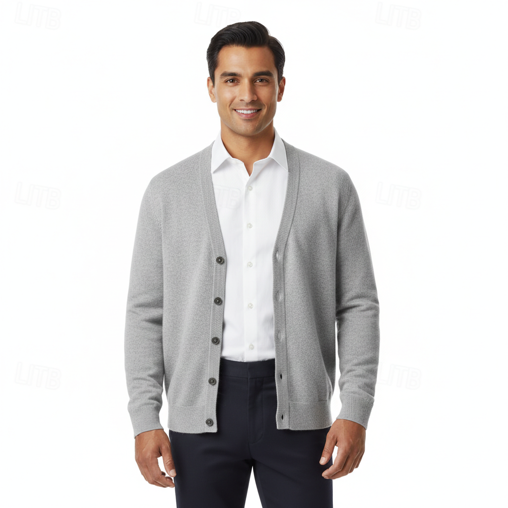 Cardigan para hombre con escote en V cierre de botones ajuste regular