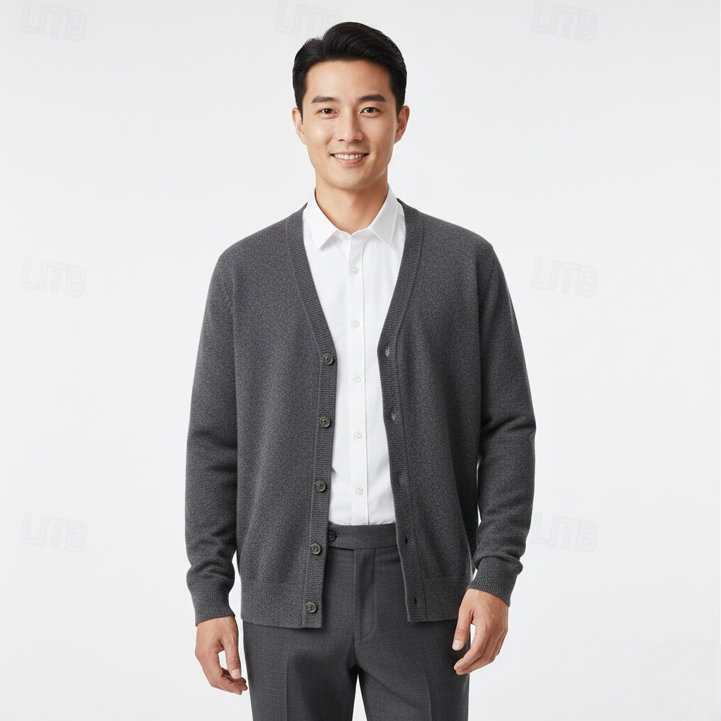 Cardigan para hombre con escote en V cierre de botones ajuste regular