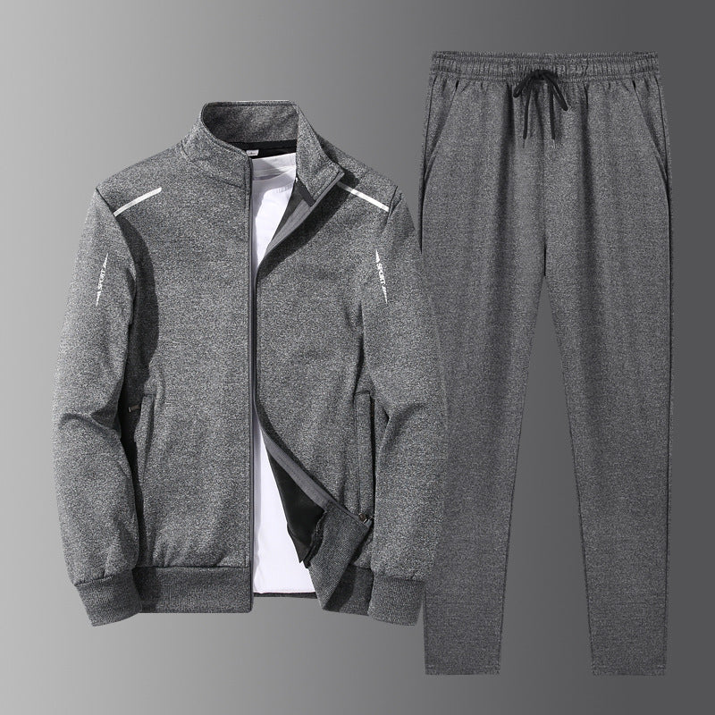 Chándal deportivo para hombre chaqueta con cuello alto y bolsillos con cremallera pantalones con cintura elástica y cordón conjunto de entrenamiento
