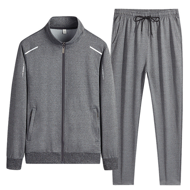 Chándal deportivo para hombre chaqueta con cuello alto y bolsillos con cremallera pantalones con cintura elástica y cordón conjunto de entrenamiento