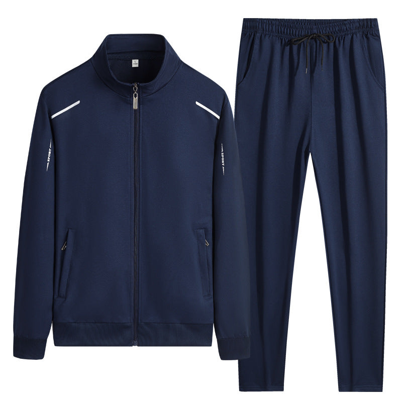Chándal deportivo para hombre chaqueta con cuello alto y bolsillos con cremallera pantalones con cintura elástica y cordón conjunto de entrenamiento