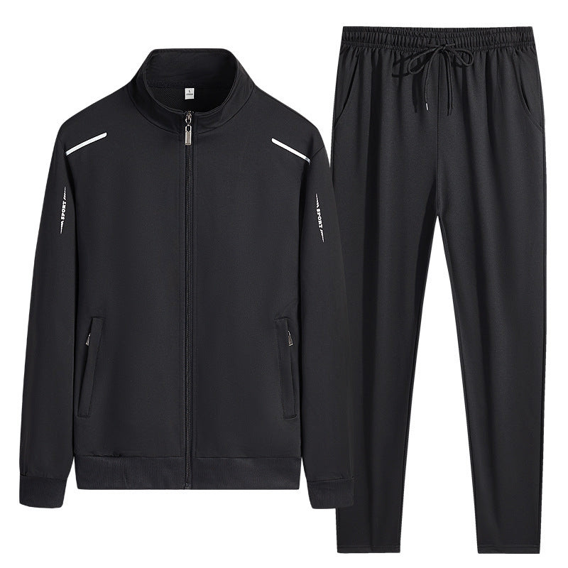 Chándal deportivo para hombre chaqueta con cuello alto y bolsillos con cremallera pantalones con cintura elástica y cordón conjunto de entrenamiento