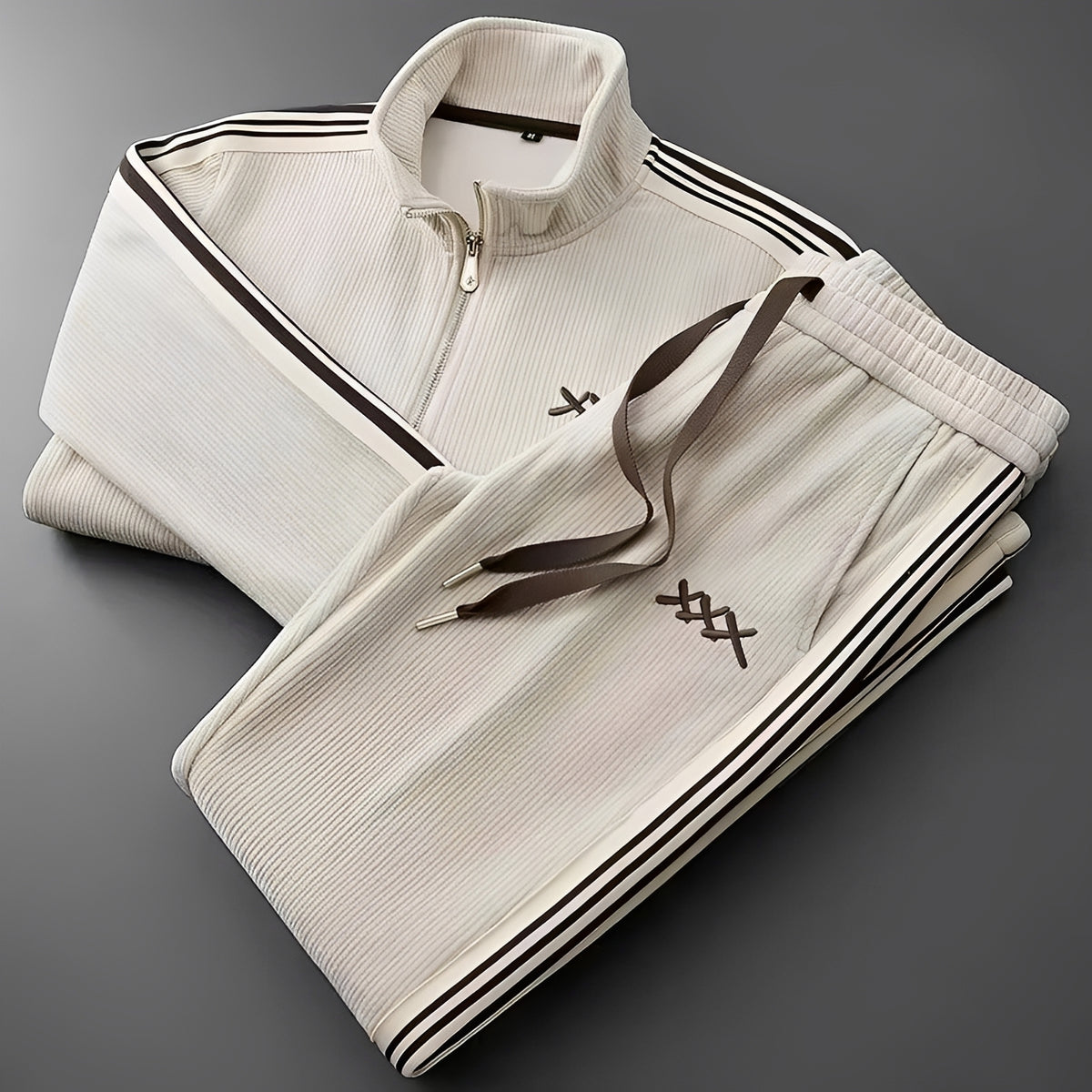 Chándal para hombres chaqueta con cierre de cremallera y pantalones con cordón ajuste diseño deportivo