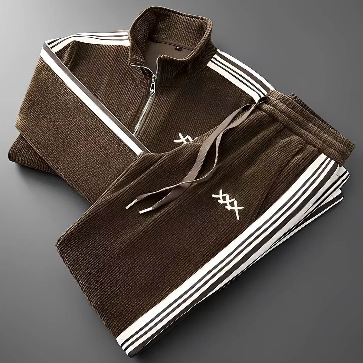 Chándal para hombres chaqueta con cierre de cremallera y pantalones con cordón ajuste diseño deportivo