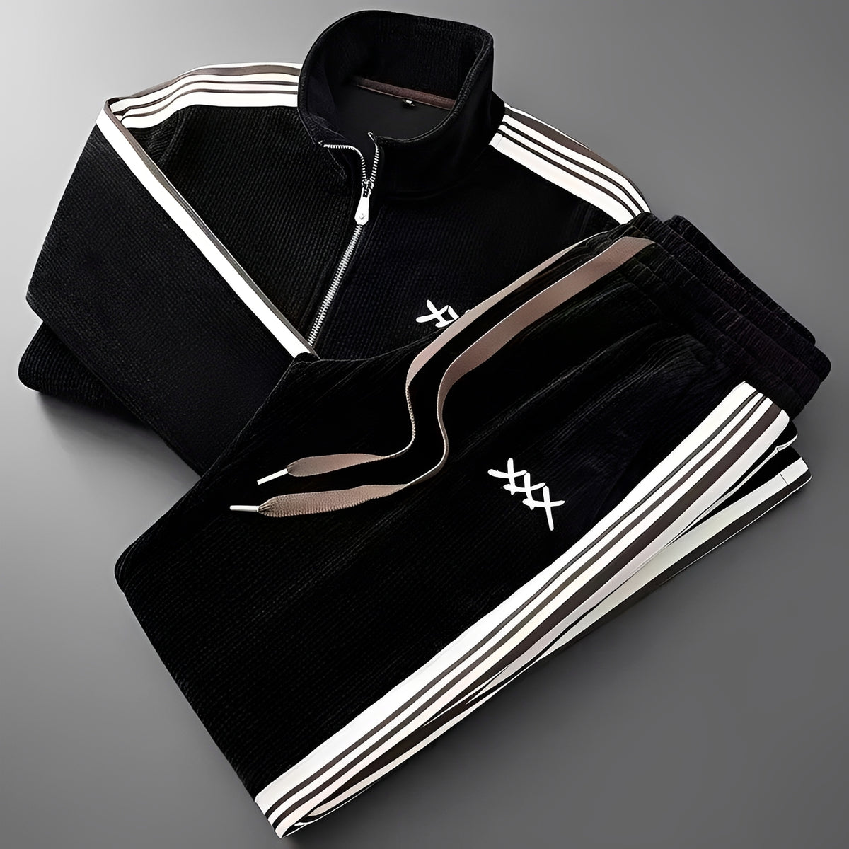 Chándal para hombres chaqueta con cierre de cremallera y pantalones con cordón ajuste diseño deportivo