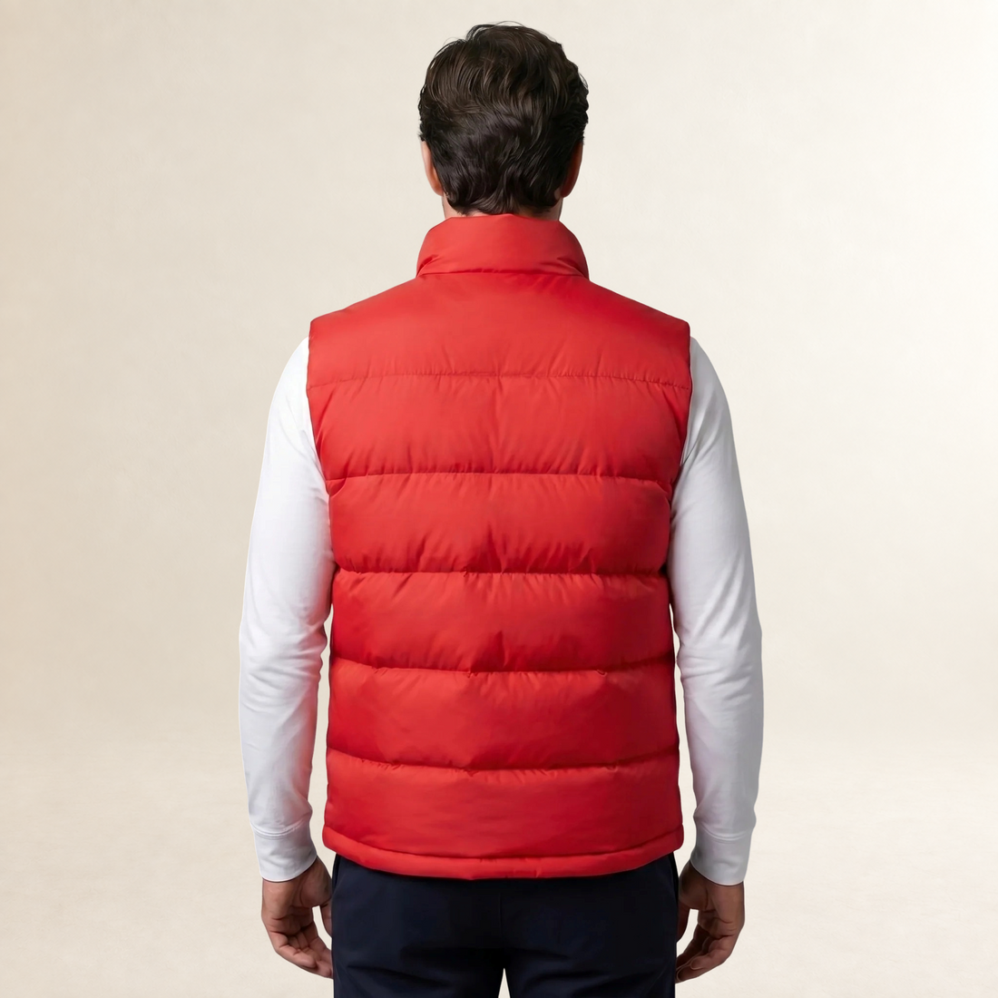 Chaleco acolchado para hombre con cuello alto y cierre de cremallera