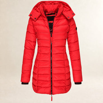 Chaqueta acolchada con capucha para mujer ligera con cierre de cremallera y diseño acolchado
