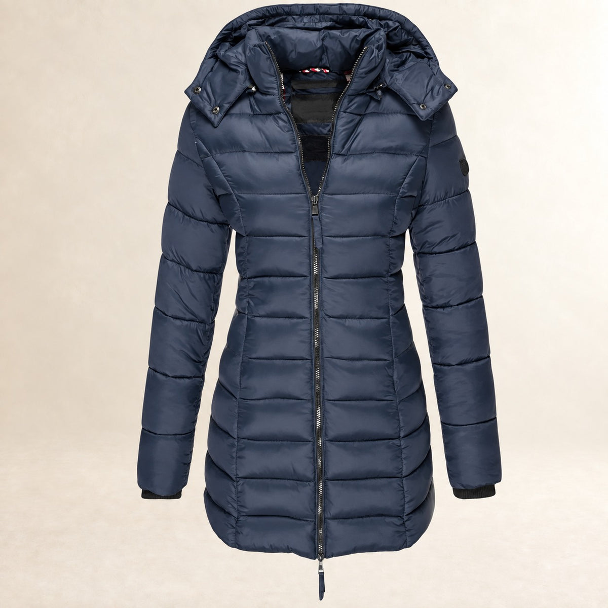 Chaqueta acolchada con capucha para mujer ligera con cierre de cremallera y diseño acolchado