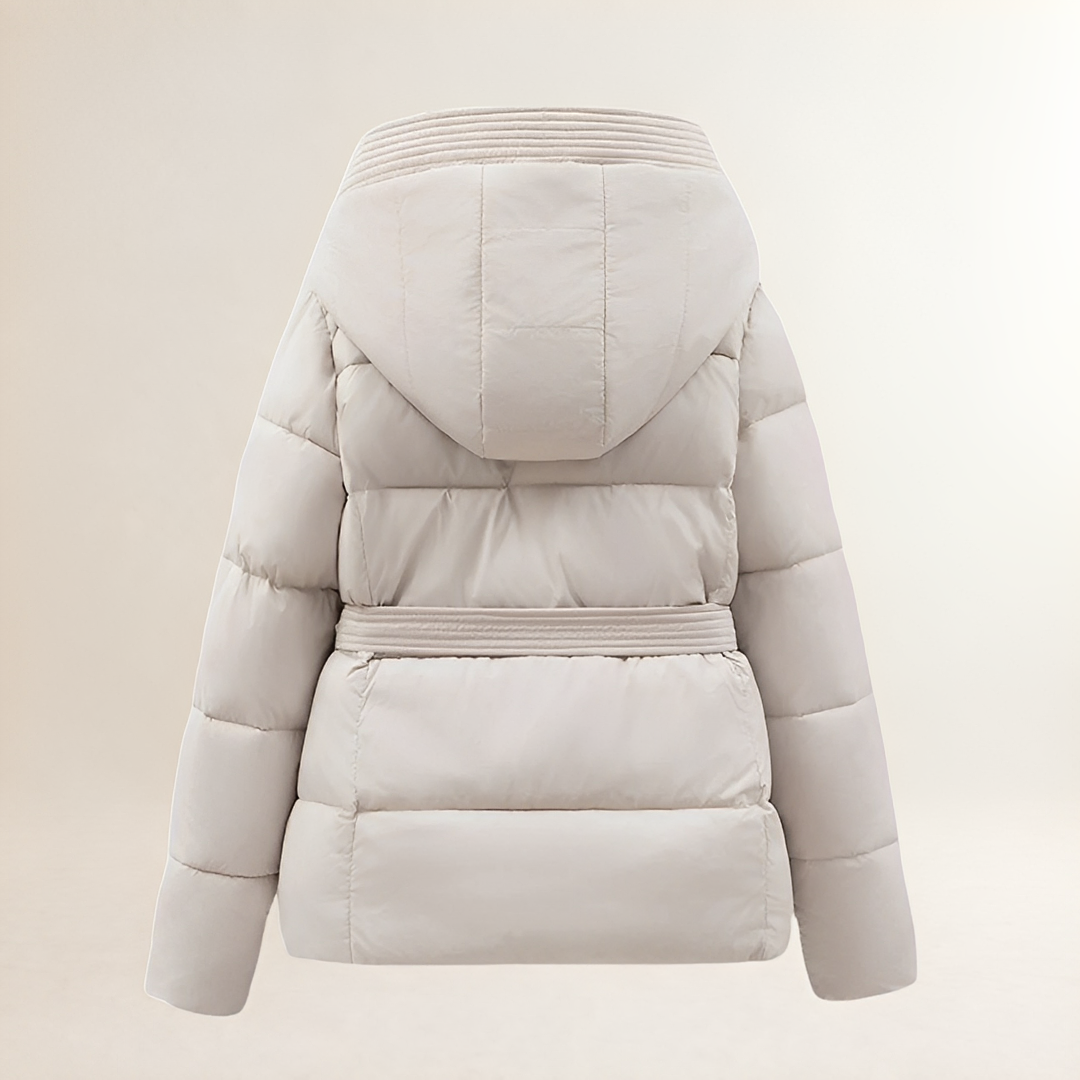 Chaqueta acolchada con capucha y cinturón para mujer - Diseño acolchado y ajuste cómodo