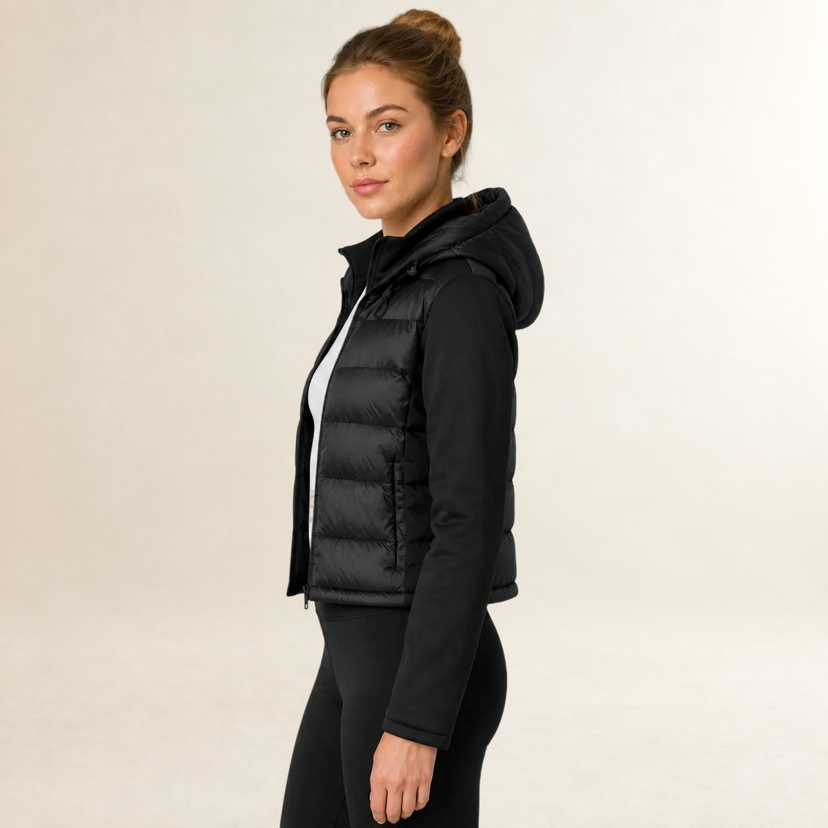 Chaqueta Acolchada Ligera para Mujer con Capucha y Cremallera - Corte Casual
