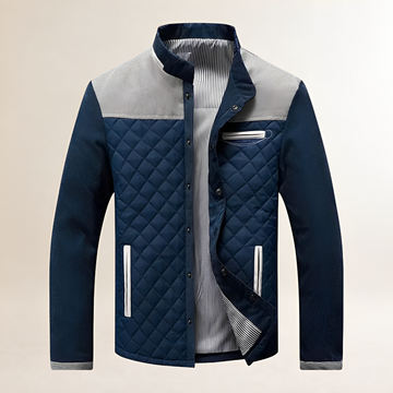 Chaqueta acolchada para hombre con cuello alto, paneles en contraste y cierre de cremallera