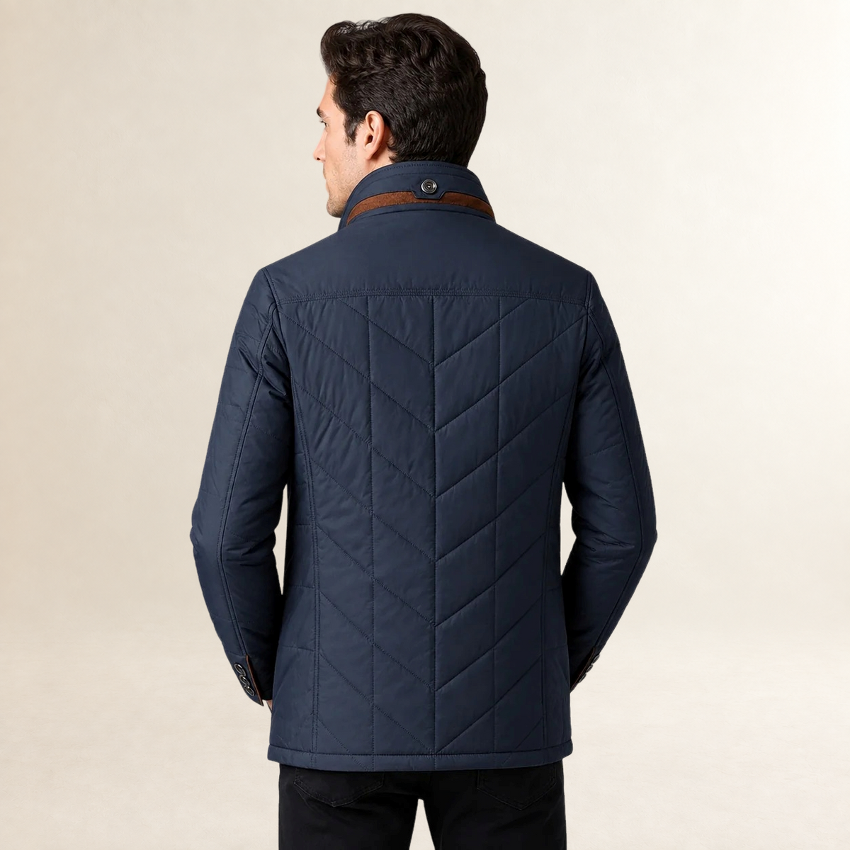 Chaqueta acolchada para hombre con cuello alto y cierre de botones estilo casual elegante