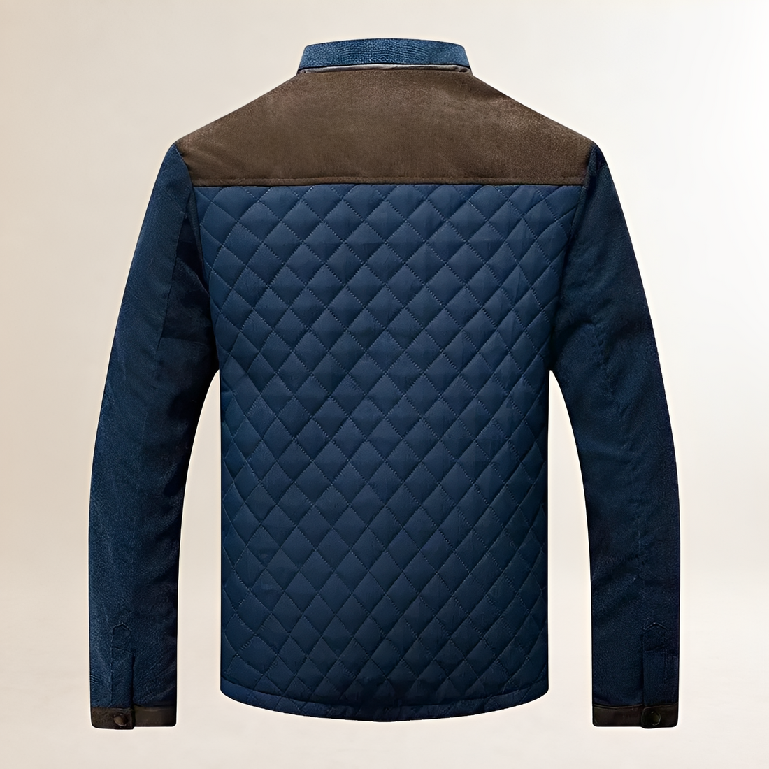 Chaqueta acolchada para hombre con cuello alto, paneles en contraste y cierre de cremallera
