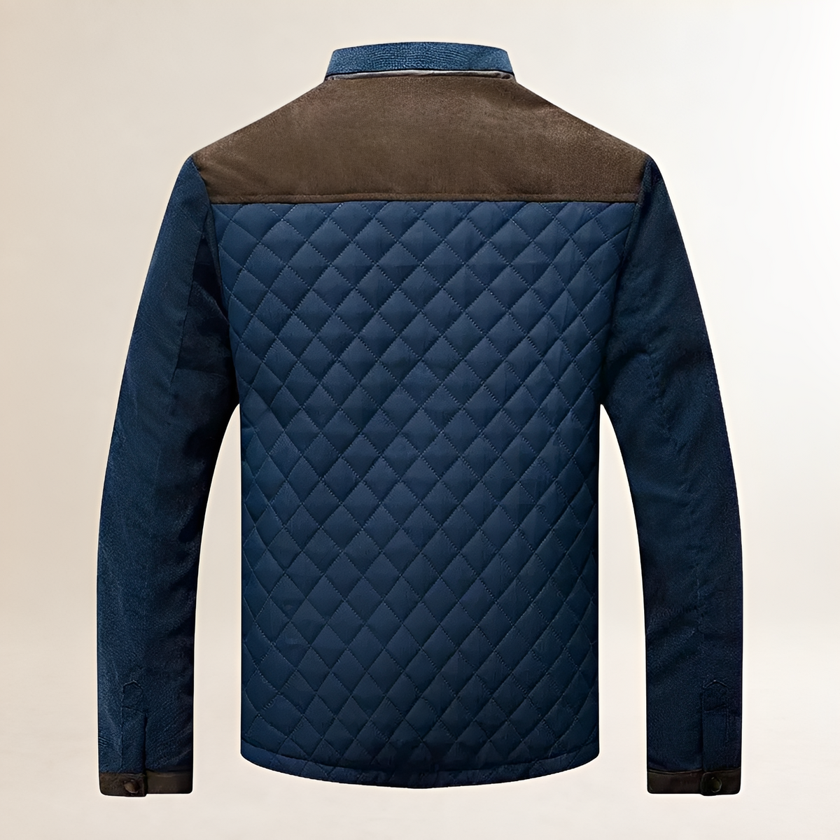 Chaqueta acolchada para hombre con cuello alto, paneles en contraste y cierre de cremallera