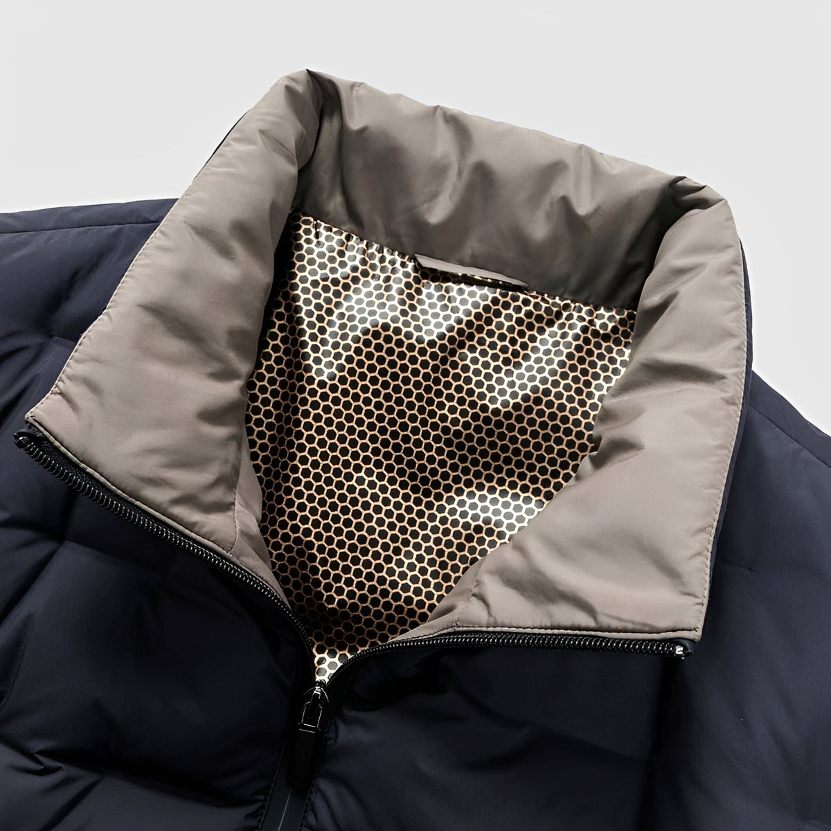 Chaqueta acolchada para hombre con cuello alto y cierre de cremallera ligera