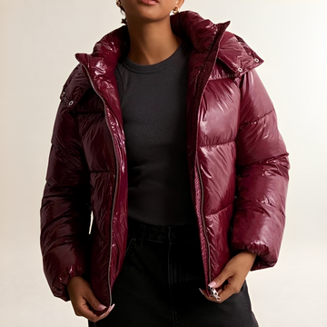 Chaqueta acolchada para mujer con capucha, cierre de cremallera y diseño acolchado