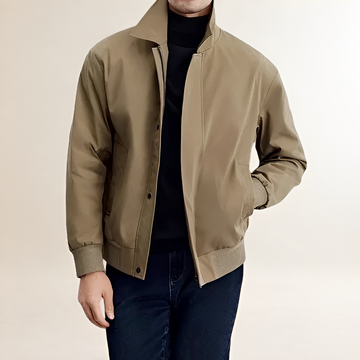 Chaqueta bomber para hombre con cierre de snaps y cuello clásico - ajuste relajado