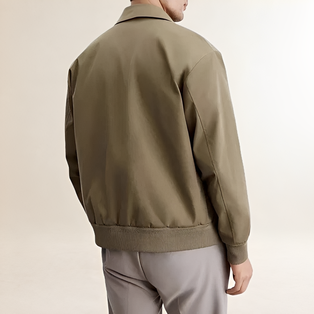 Chaqueta bomber para hombre con cierre de snaps y cuello clásico - ajuste relajado