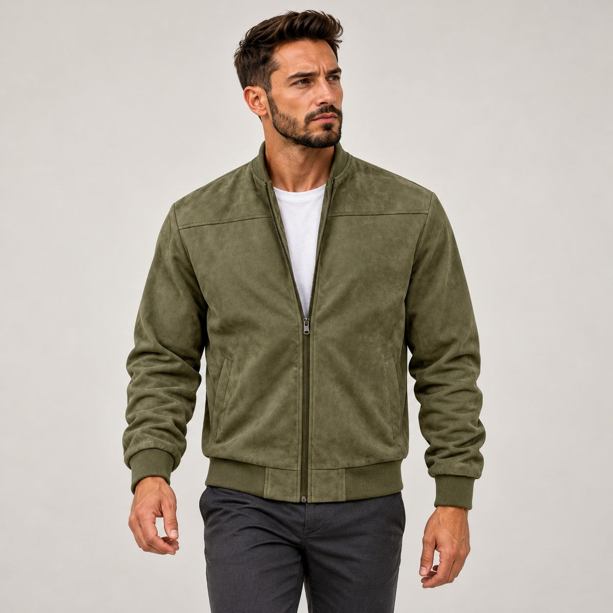 Chaqueta bomber para hombre con cierre de cremallera ajuste slim estilo casual