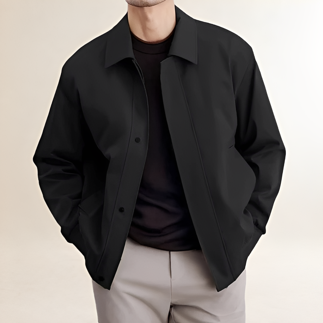 Chaqueta bomber para hombre con cierre de snaps y cuello clásico - ajuste relajado