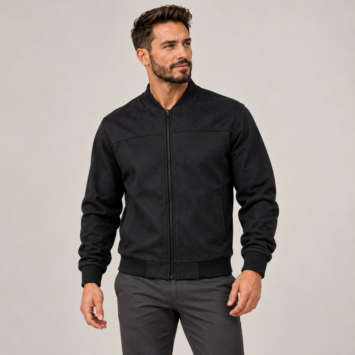 Chaqueta bomber para hombre con cierre de cremallera ajuste slim estilo casual