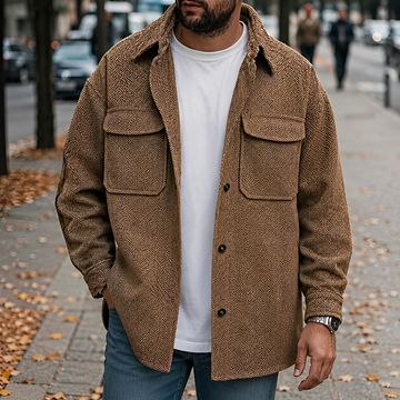Chaqueta casual de hombre con botones y bolsillos ajuste holgado