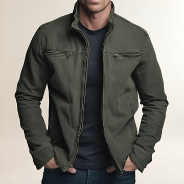 Chaqueta casual para hombre con cierre de cremallera y cuello solapa