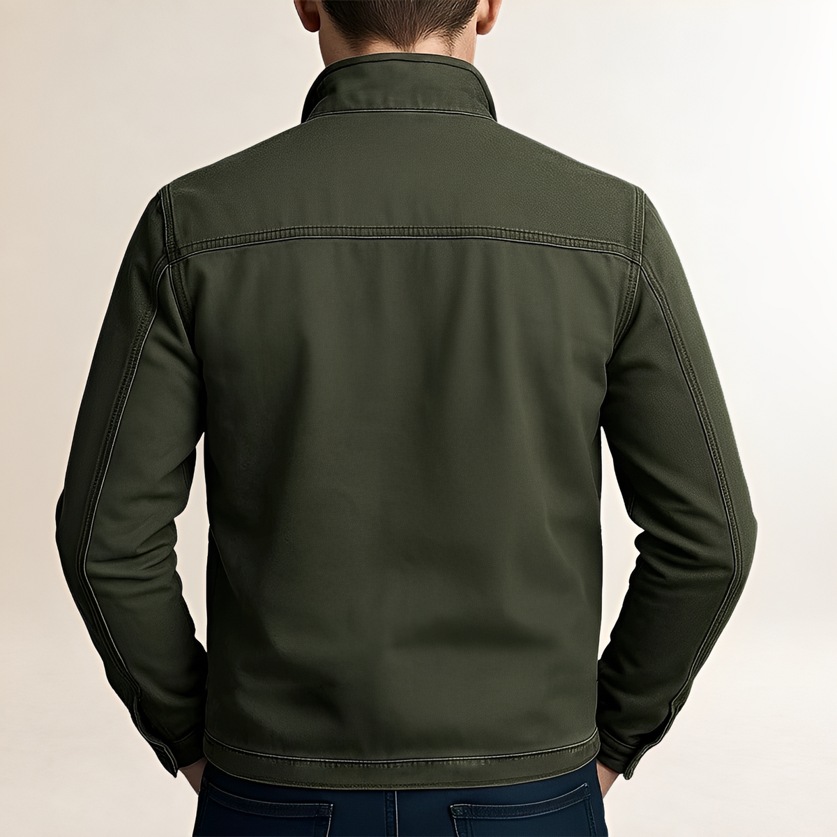 Chaqueta casual para hombre con cierre de cremallera y cuello solapa