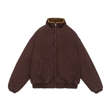 Chaqueta casual para hombre con cierre de cremallera y cuello alto de corte oversize