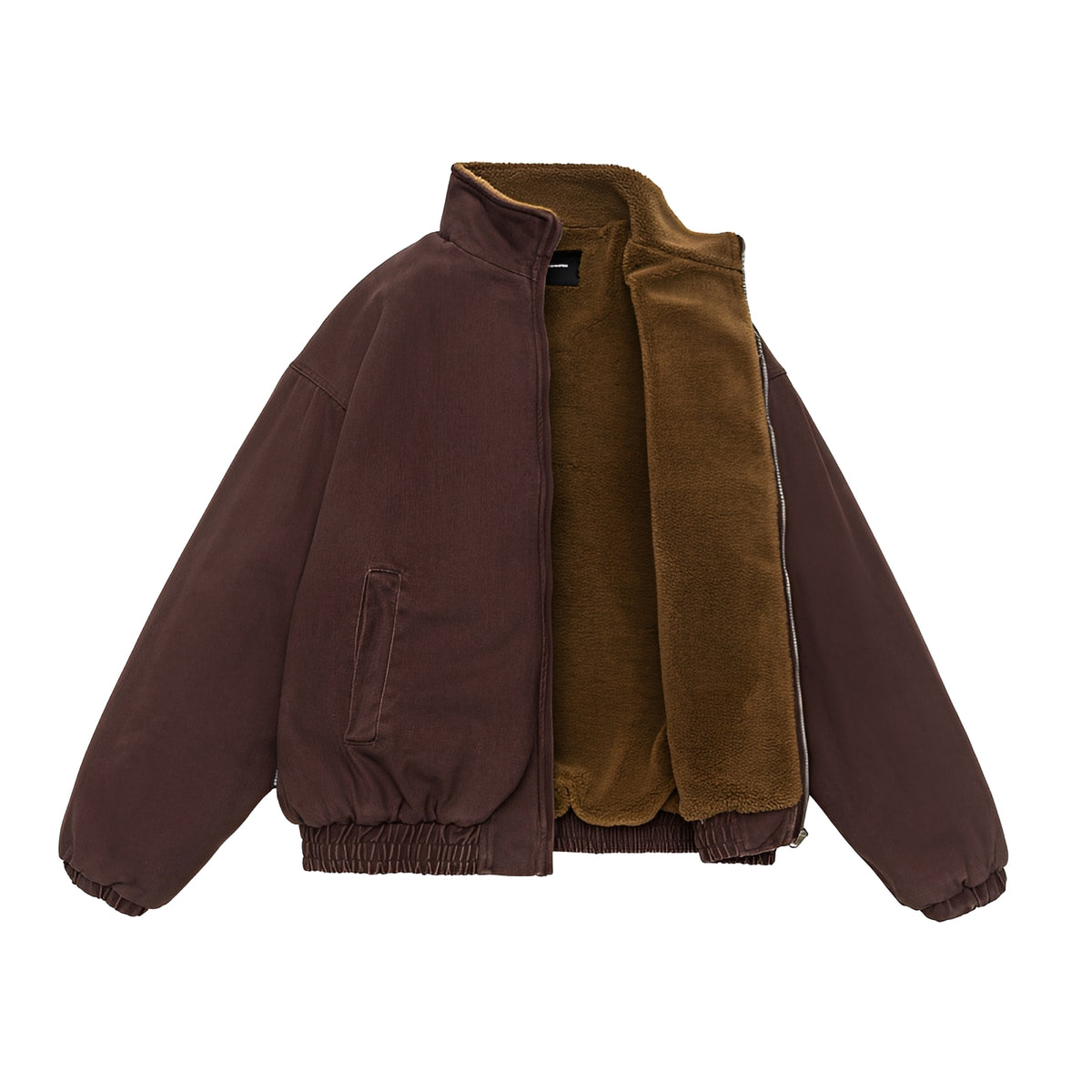 Chaqueta casual para hombre con cierre de cremallera y cuello alto de corte oversize