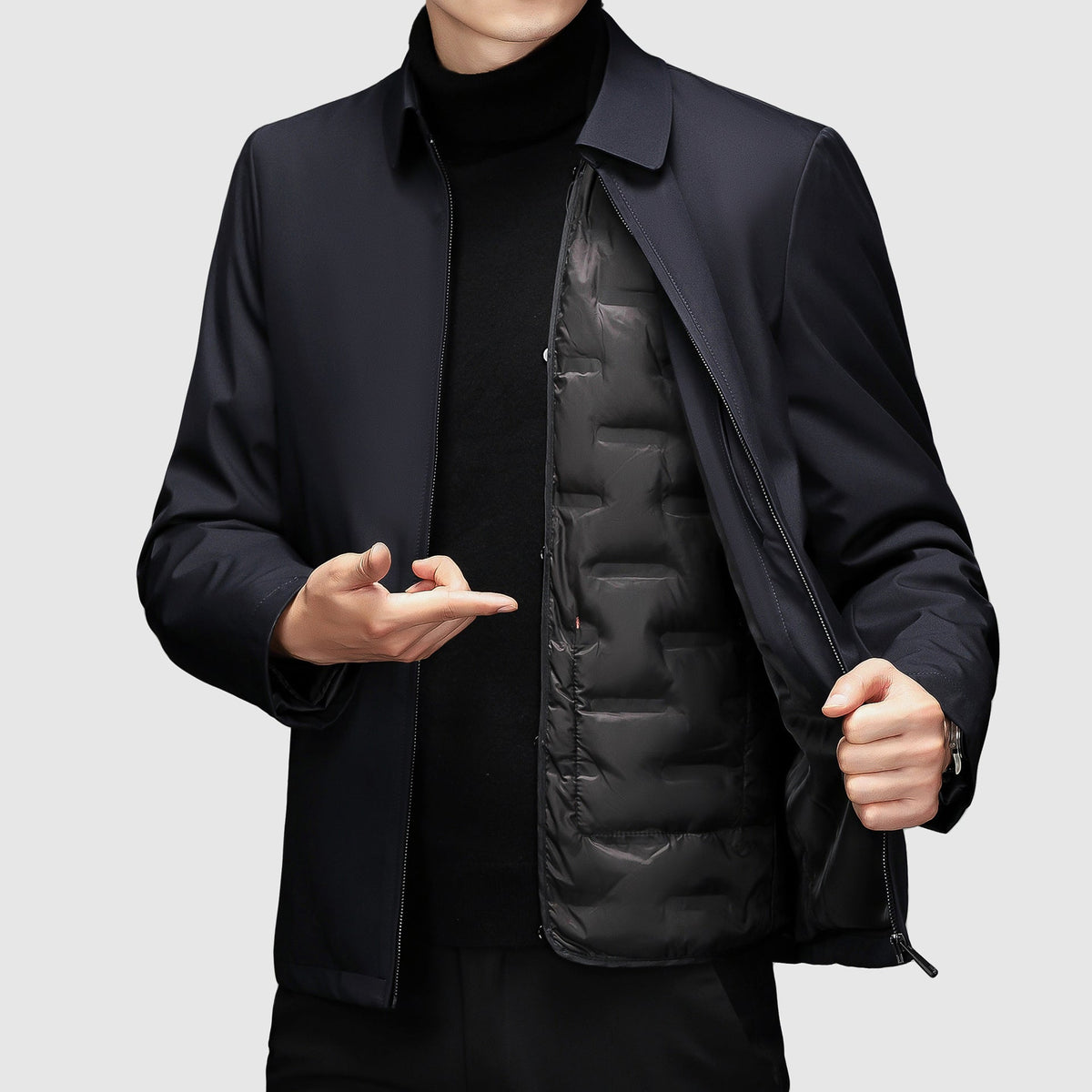 Chaqueta casual para hombre con cierre de cremallera y cuello polo - corte regular