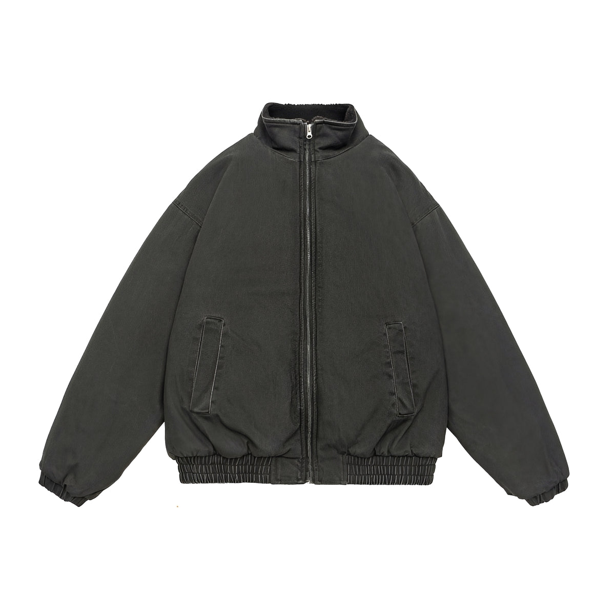 Chaqueta casual para hombre con cierre de cremallera y cuello alto de corte oversize