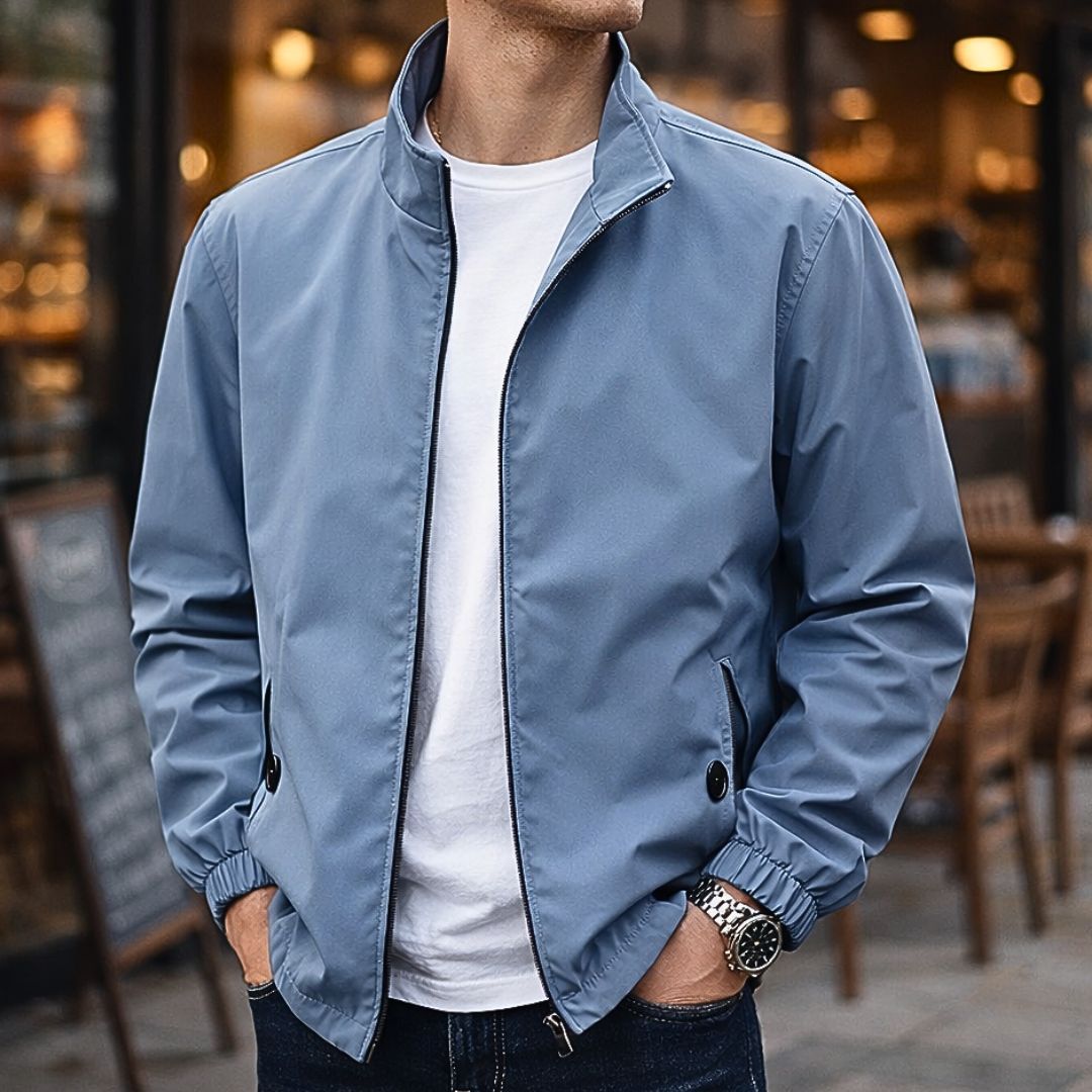 Chaqueta casual para hombre ligera con cierre de cremallera y puños elásticos